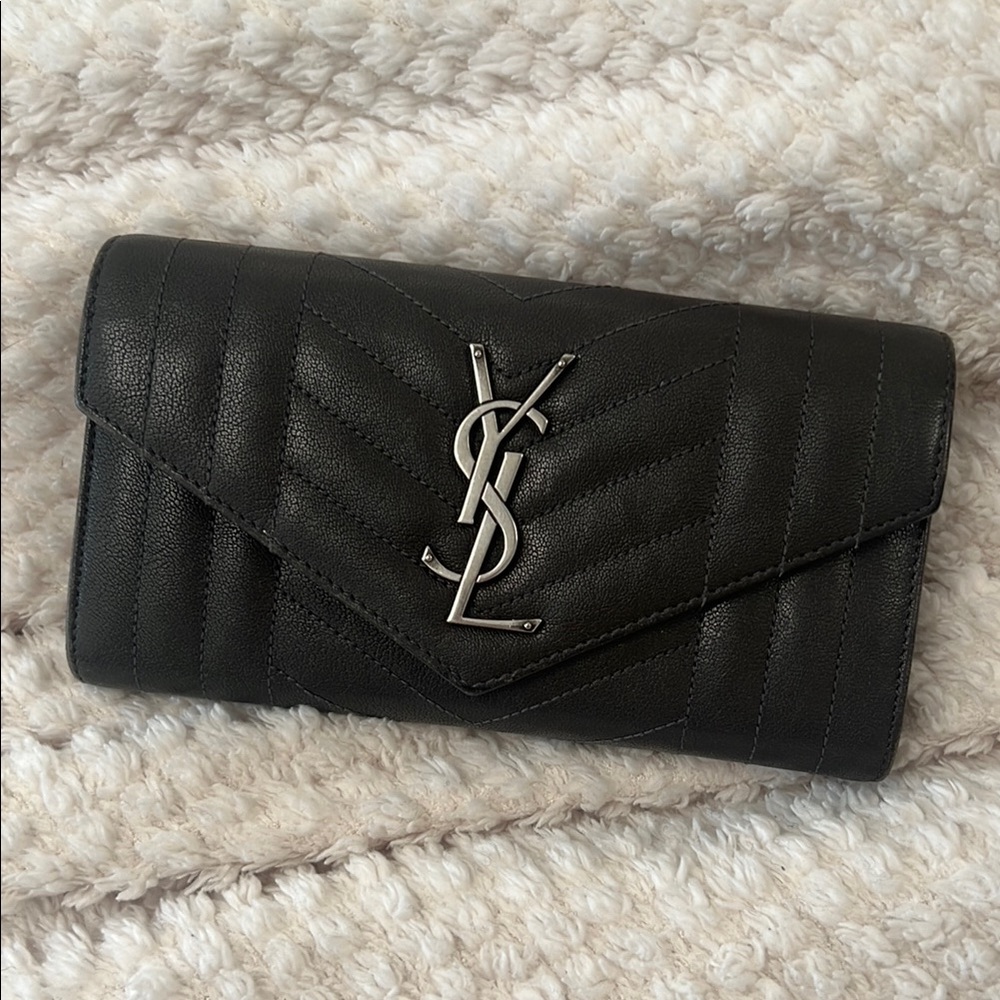 Yves Saint Laurent Black Quilted Envelope Wallet